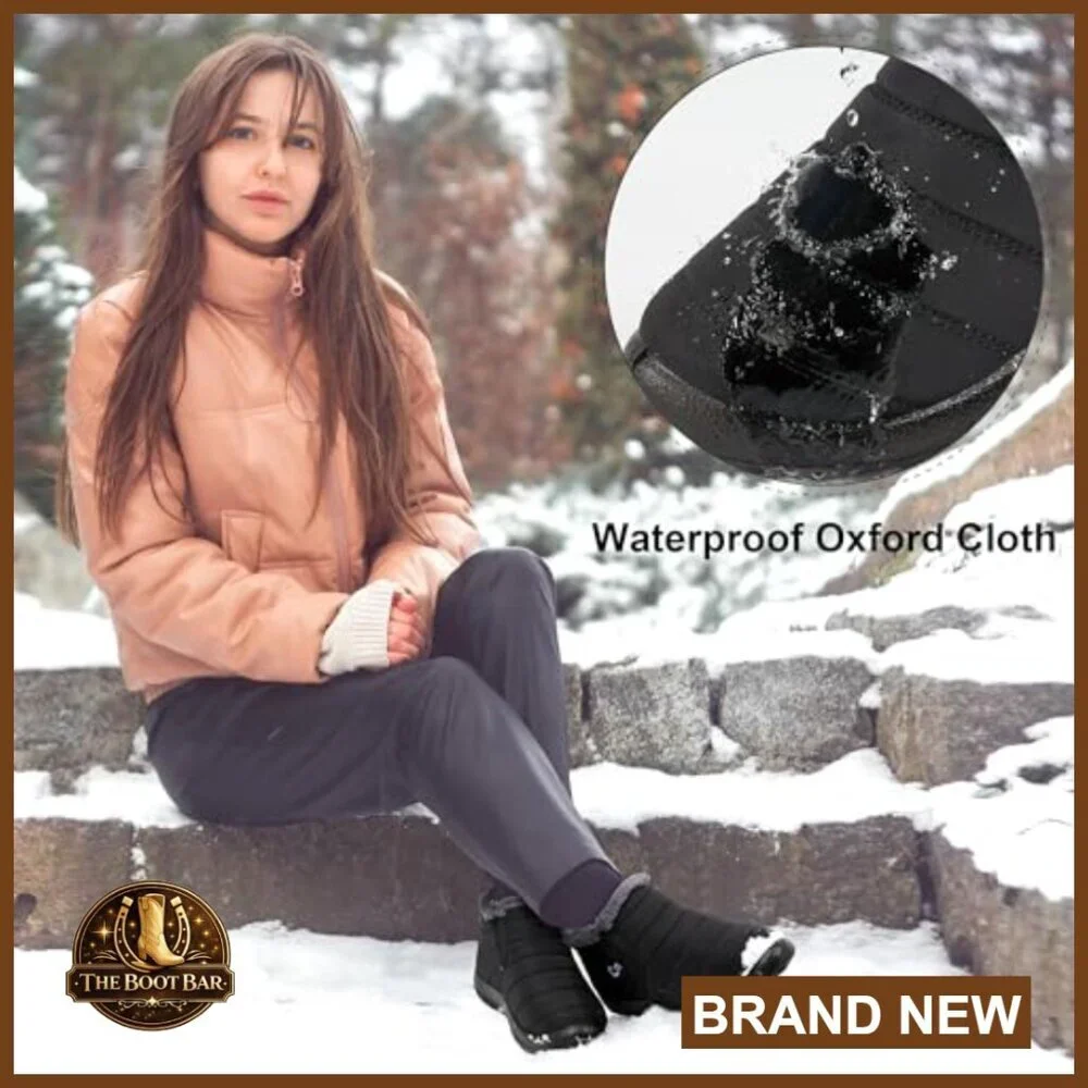 Waterproof Snow Boots Women's Slip-On Winter Booties Faux Fur Lined